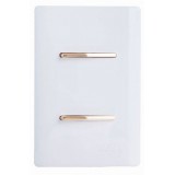 Conjunto Interruptor Duplo Paralelo 4x2 - Novara Branco Brilhante Gold